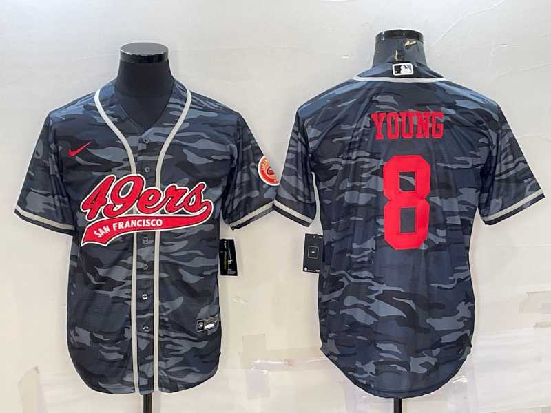 Men%27s San Francisco 49ers #8 Steve Young Grey Camo With Patch Cool Base Stitched Baseball Jersey->san francisco 49ers->NFL Jersey